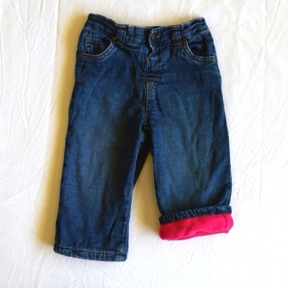 george fleece-lined straight leg denim jeans 6-12 months baby girl